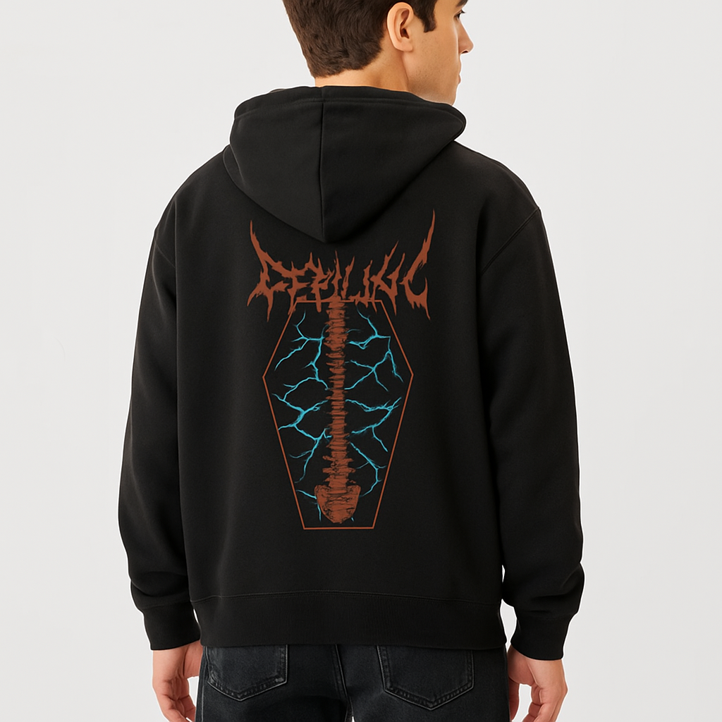 Electric Spine Black Hoodie