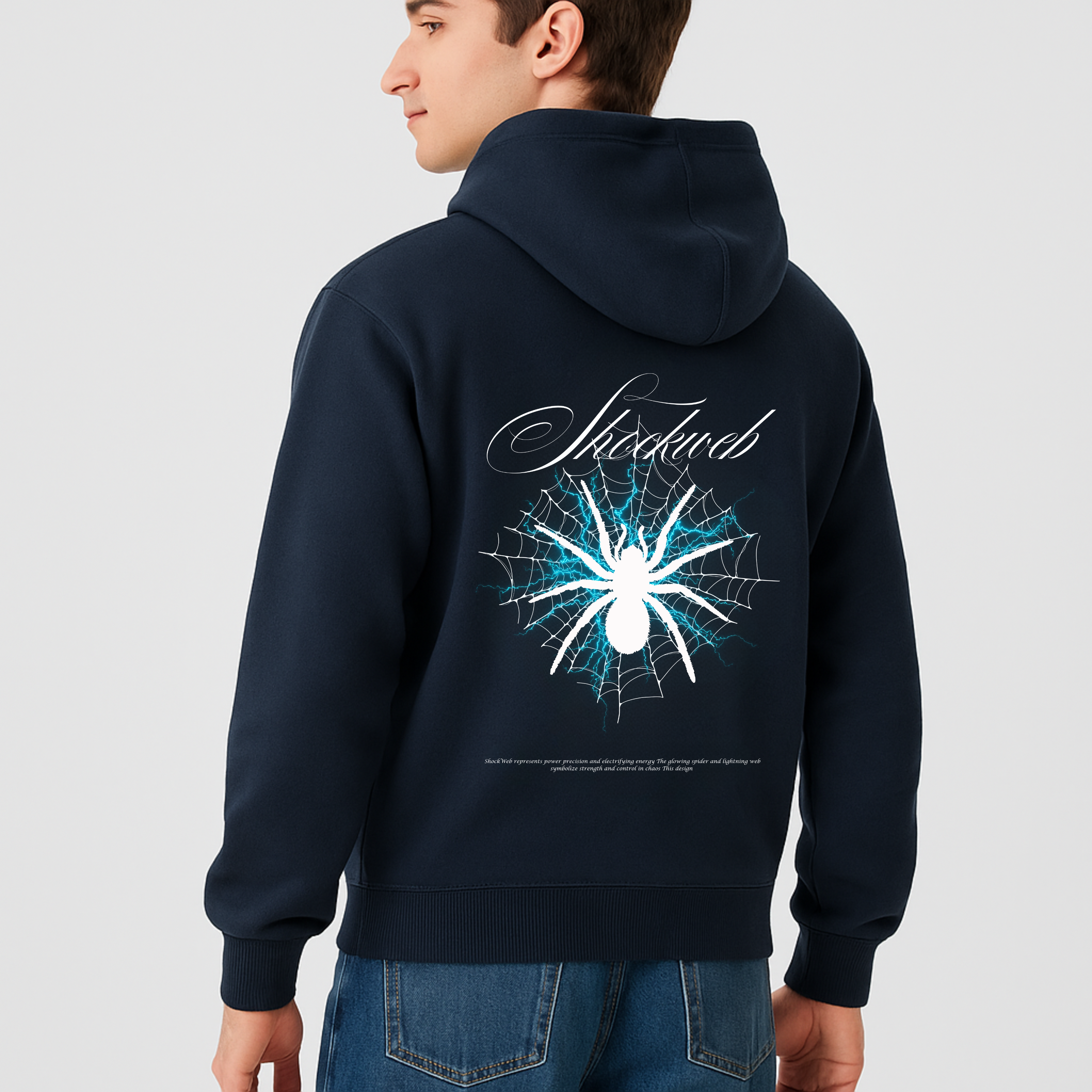 Spiderweb navy Blue Hoodie