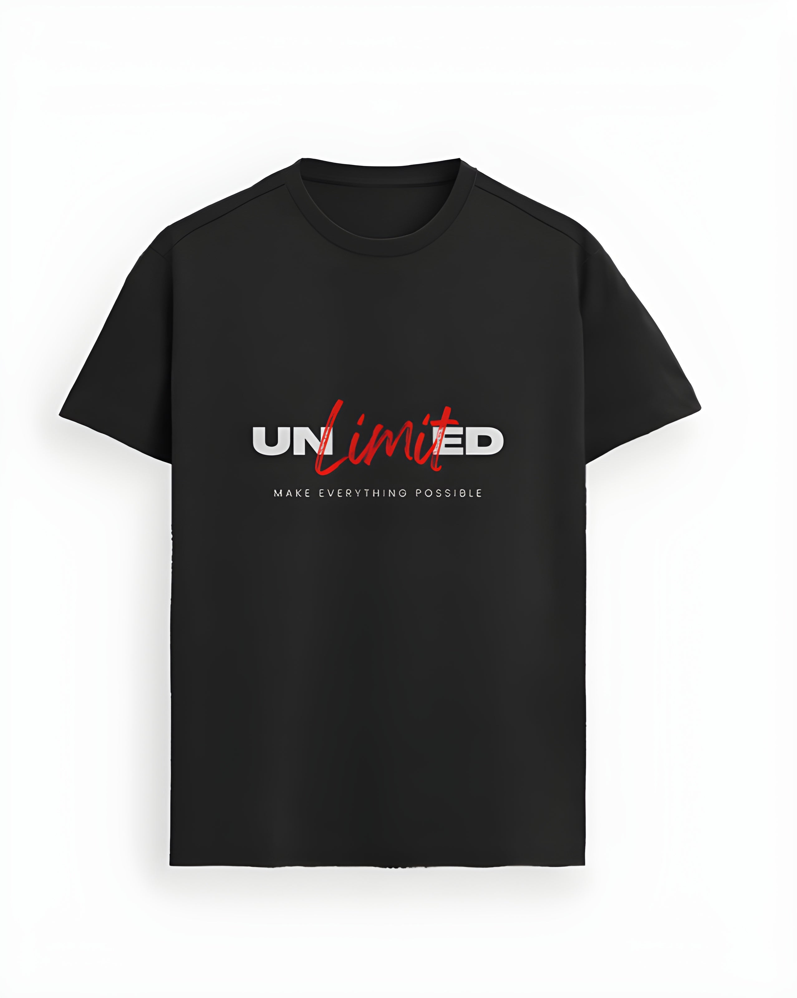 Black "Unlimited" Graphic T-Shirt.