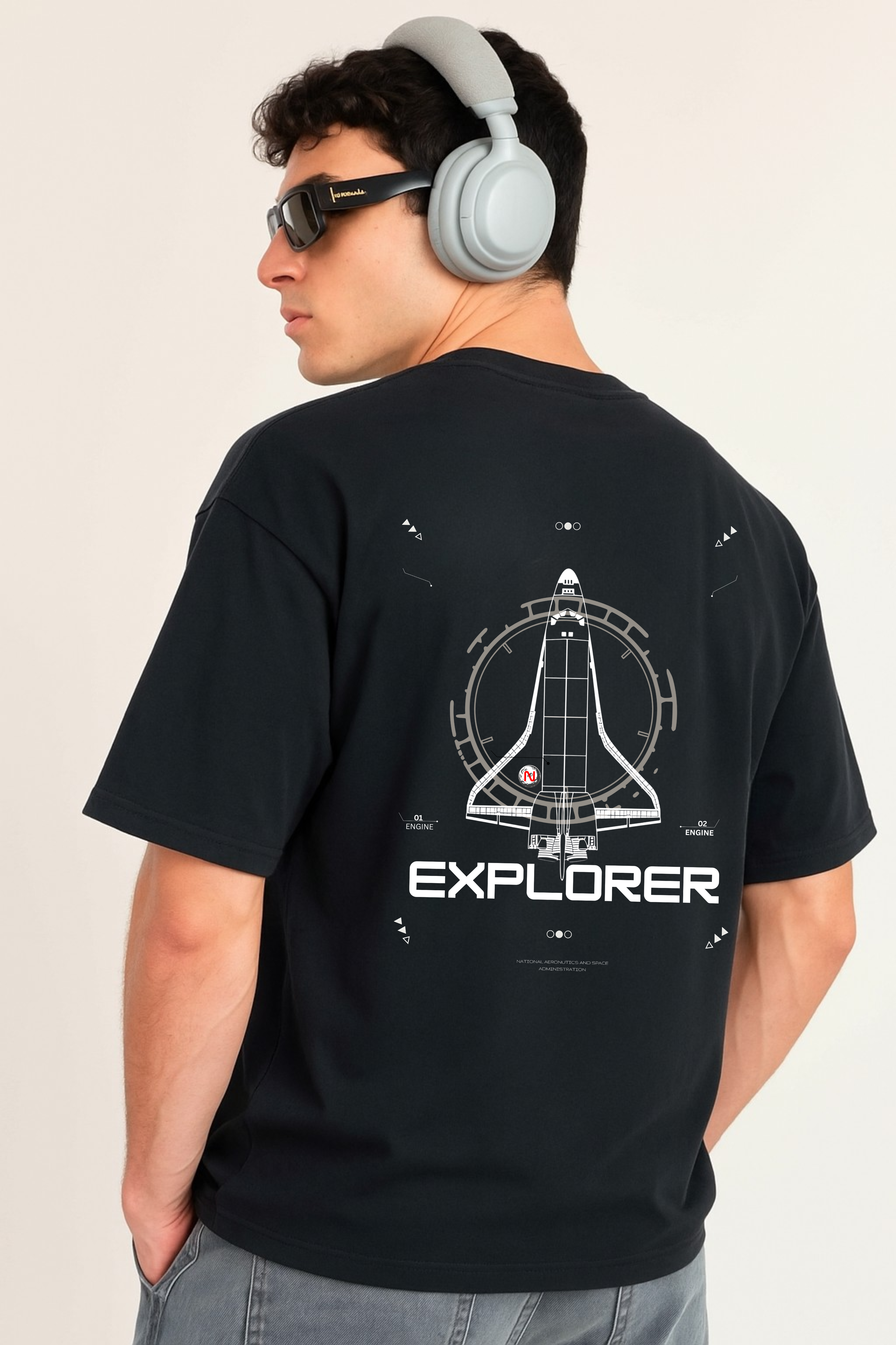 Nasa black Oversized  T-Shirt