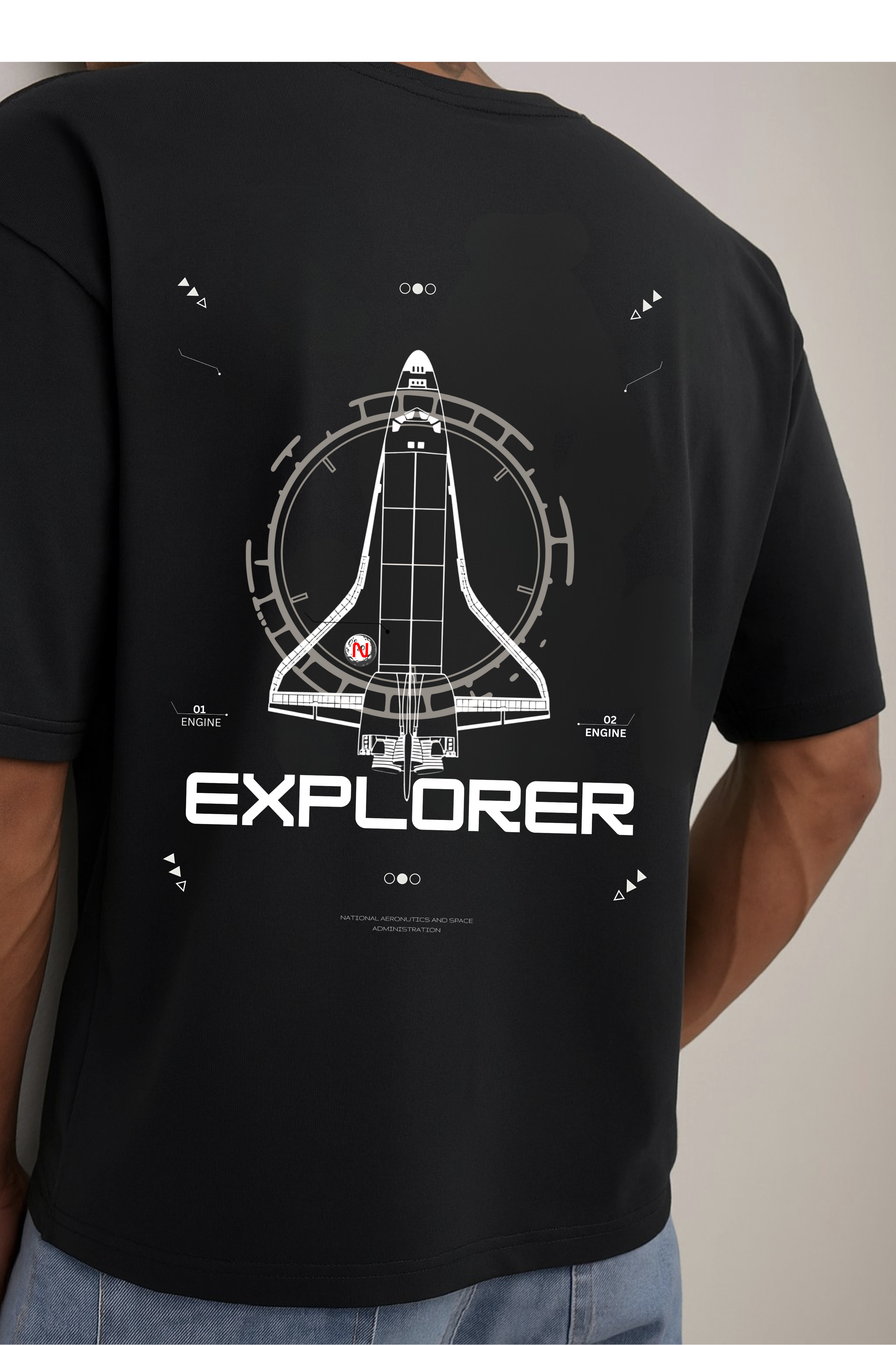 Nasa black Oversized  T-Shirt