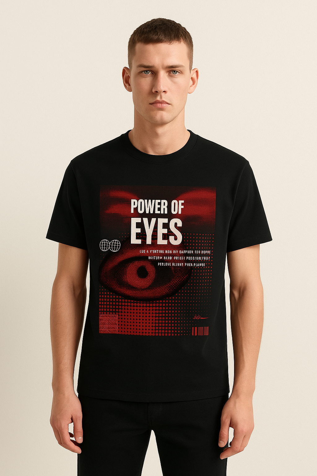 Power of eyes Black T shirt