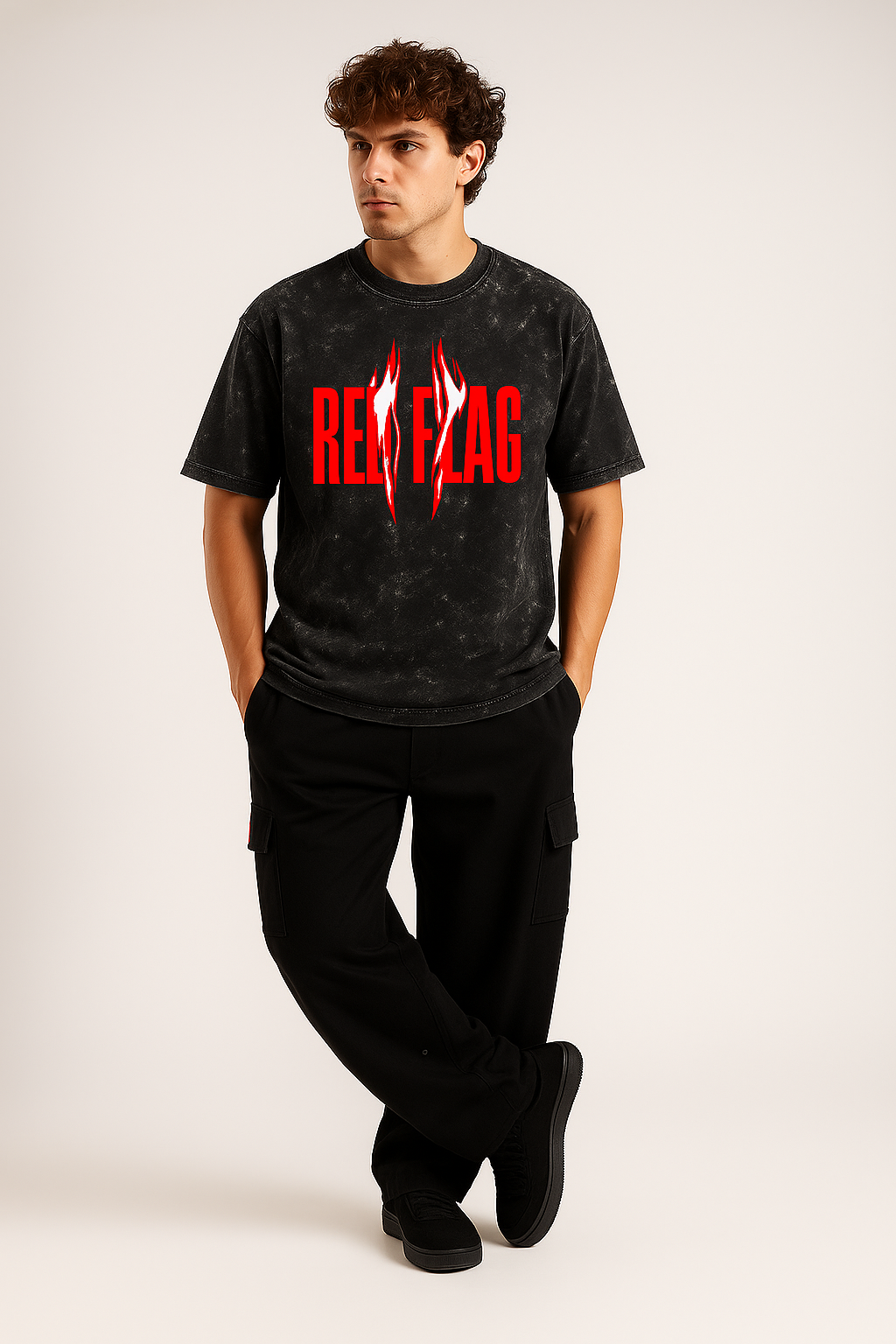 Red Fang acid wash Oversized Tee