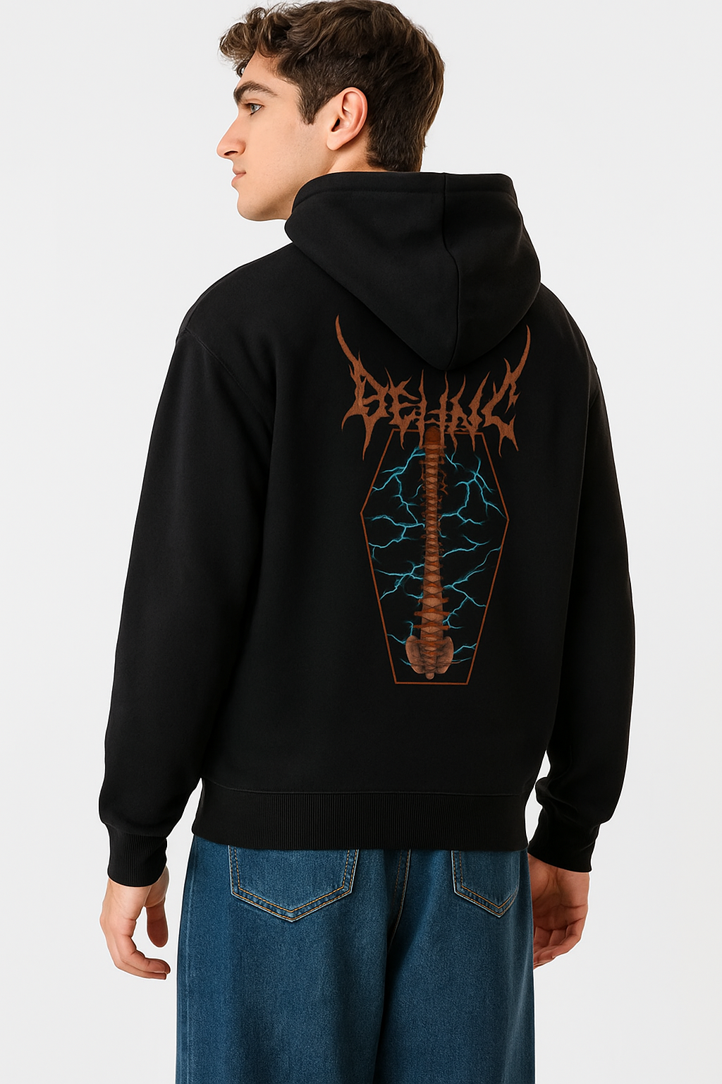 Electric Spine Black Hoodie