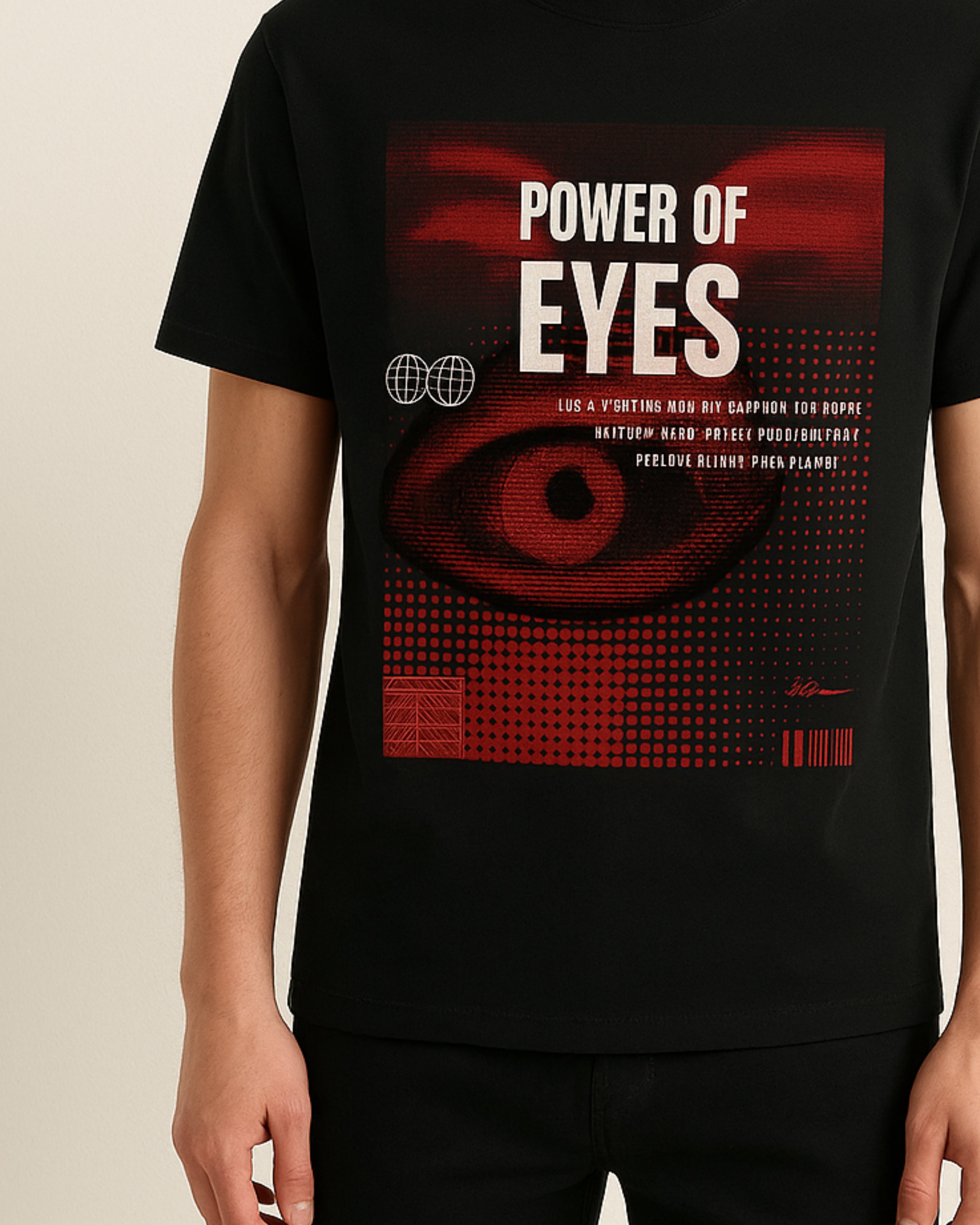 Power of eyes Black T shirt