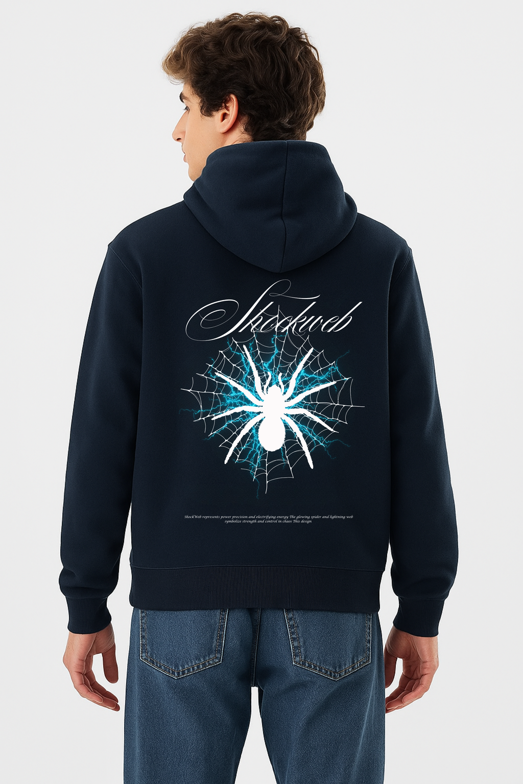 Spiderweb navy Blue Hoodie