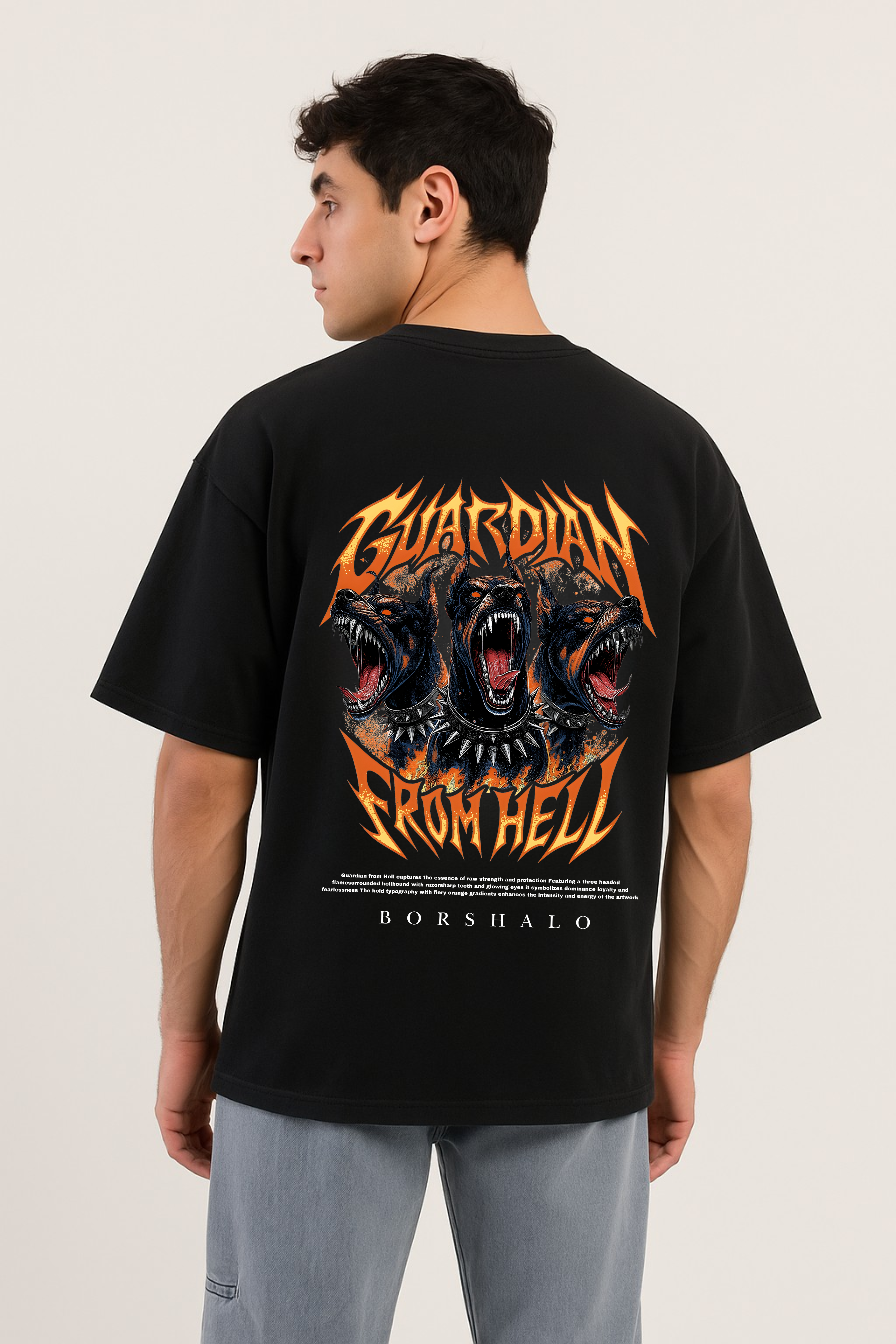 Guardian From Hell  Black Oversized T shirt