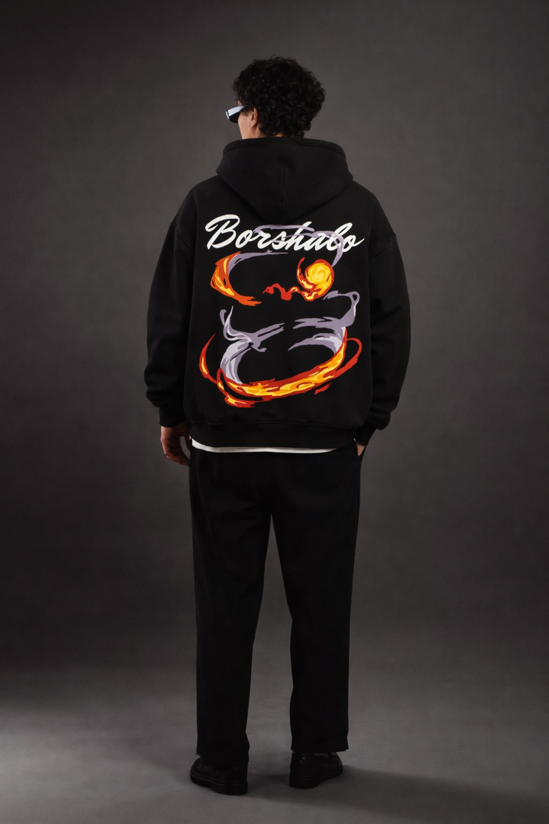 Rage Spiral black Oversized hoodie