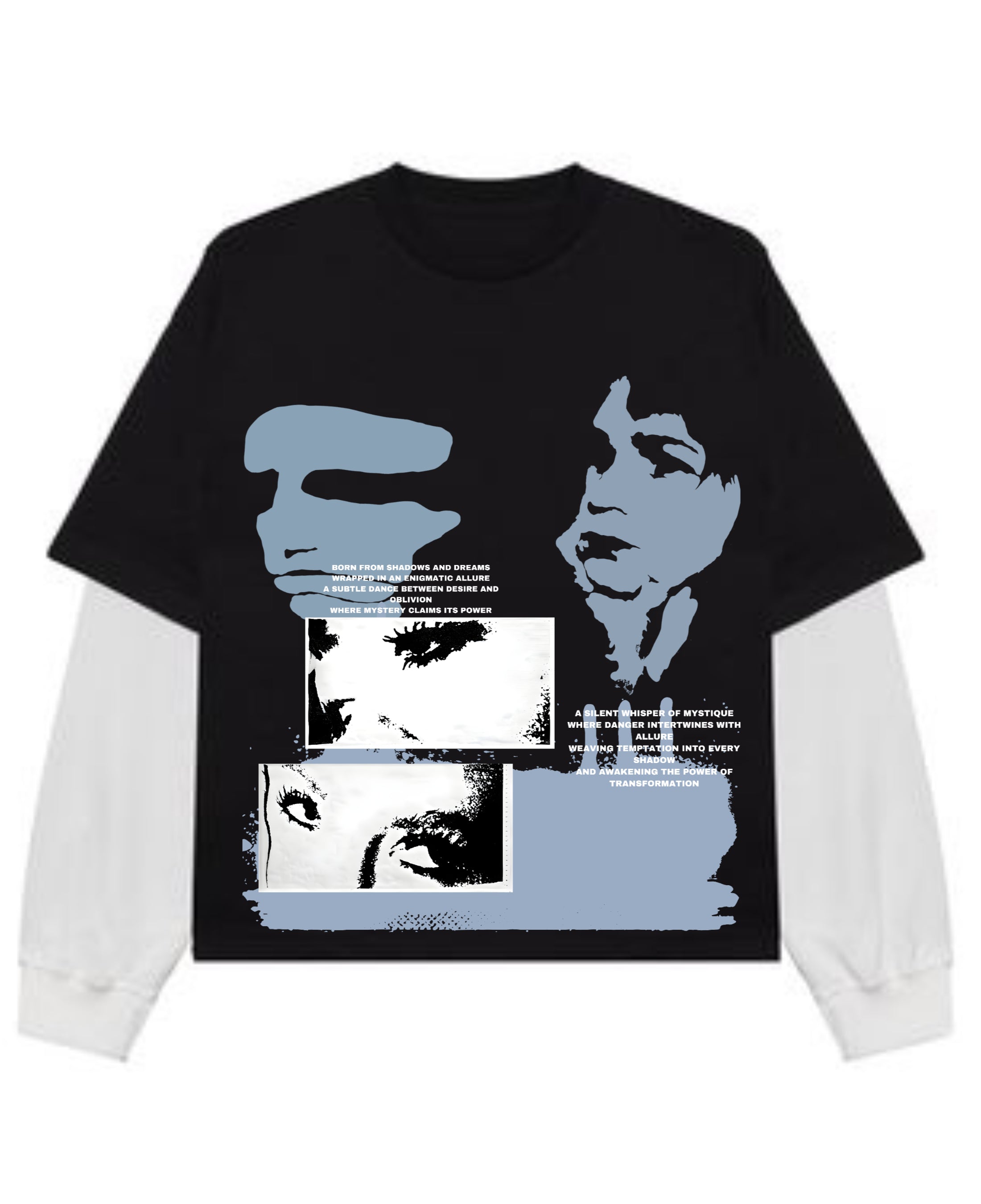 Black With White Sleeve Oversized Tee Front Design